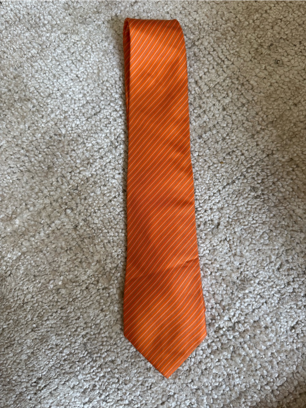 Hermes Orange Diagonal-Stripe Silk Tie